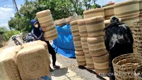 Do you wonder how to make water hyacinth cushion_ In this video you can see the production process