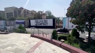 Taliban paint flag on U.S. embassy in Kabul
