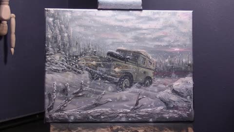 Land rover oil painting