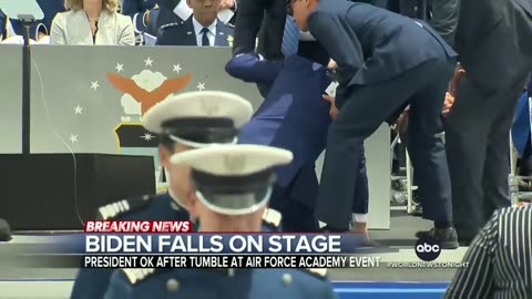 Biden falls on stage at US Air Force Academy commencement