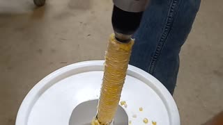 Freeze sweetcorn FAST - cut and process using a drill