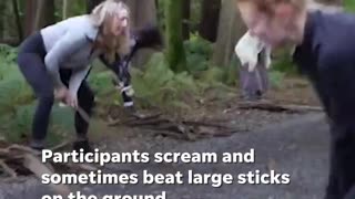 Women are signing up for "rage rituals" where they scream and slam sticks against the ground