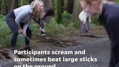 Women are signing up for "rage rituals" where they scream and slam sticks against the ground