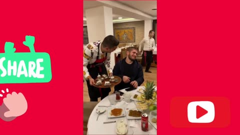 Turkish Shef Burak and Khabib fighter in restaurant