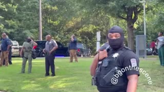 INSANE: Heavily Armed Police Guarded The Fulton County Jail Before Trump's Arrival