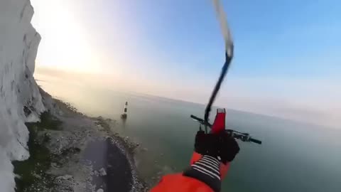 ❗😱 Bike stunt - sky jump with parachute