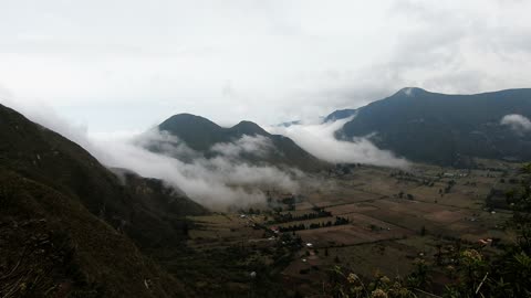 Fog swallows entire valley from top of volcano