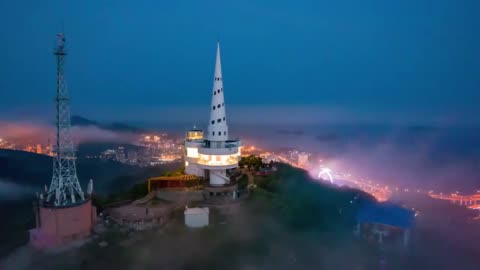 Outdoor aerial photography, capturing the evening and night views of American cities