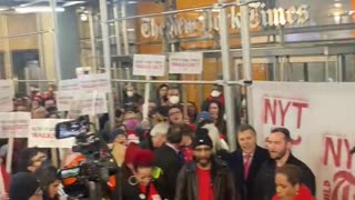 Massive Union Protest Erupts In Front Of New York Times Headquarters