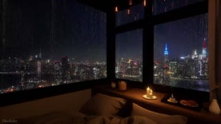 A New York view in heavy rain