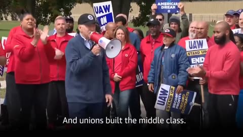 'You deserve the raise': Biden becomes first sitting US president to join picket line