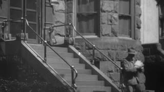 Post Man Delivering Mail, United States Post Office (1903 Original Black & White Film)