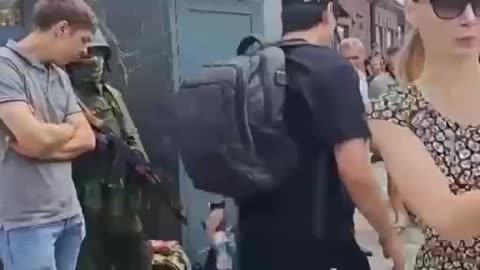 In Rostov-on-Don, people bring food and water to the fighters of the Wagner PMC.