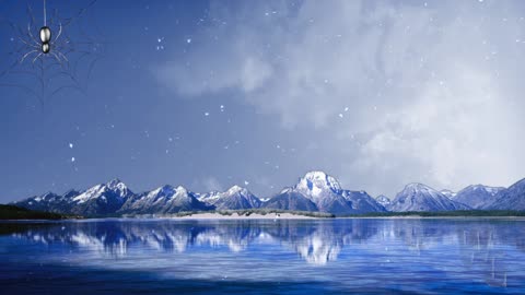 Mountain Lake with Snowfall