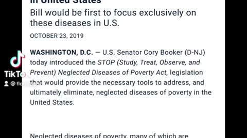 Corey Booker bill for parasites in the US