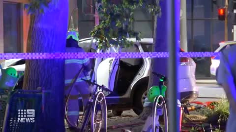 Woman hospitalised after teens crash car into apartment _ 9 News Australia