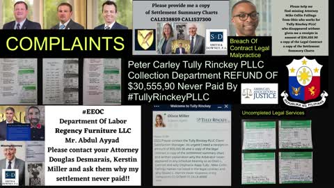 Tully Rinckey PLLC Attorney At Laws / Client Complaints / Refund Of $30,555,90 Never Paid / Mike C. Fallings / Cheri L. Cannon / Legal Malpractice Breach Of Contract / President Marcos / President Biden / President Trump / DCBAR / EEOC / DLLR / Foxnews