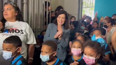 The Perfect Democrat: Maskless Kathy Hochul Celebrates Her Win by Dancing Next to Masked Children. This woman is human scum abusing children and cheering it on. This looks like a 4th world shitt hole country. She belongs in prison