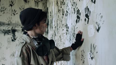 Creepy Wall The Ghostly Handprints (Free Stock Video)