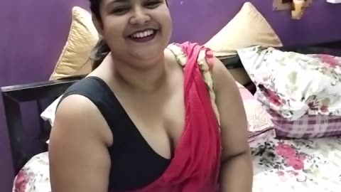 Indian hot housewife in red saree
