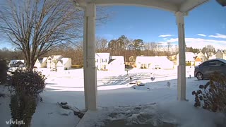 Wife Slides Down Steep and Slippery Driveway