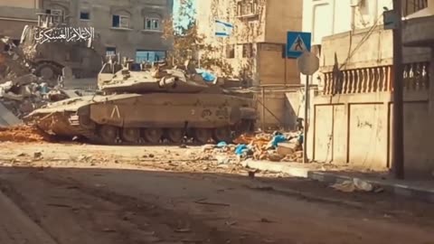 Frames of Hamas grenade launchers fighting and hunting for Merkavas tanks