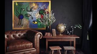 "Homage to Miro" Framed Original Acrylic Painting by Curtis Roy