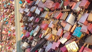 The beautiful city of Cologne, Germany, on the bridge of lovers