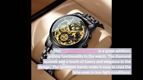 OLEVS Mens Watch Chronograph Luxury Diamond Dress Business Analog Quartz Wrist Watches Stainless