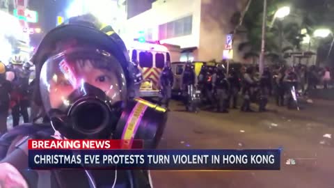Demonstrators Stage Anti-Government Christmas Eve Protests In Hong Kong | NBC Nightly News