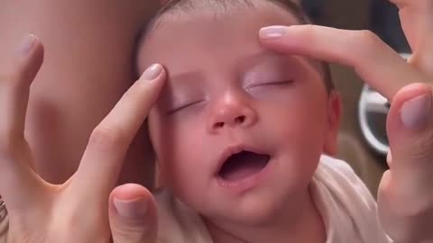 Cute new born baby Happy smiles relax video
