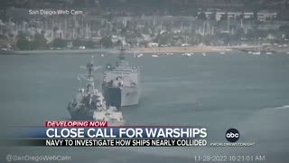 Two large warships narrowly avoid collision in San Diego Bay