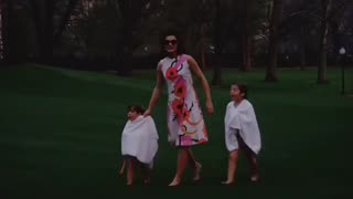 JFK and his family at the White House gardens, AI-enhanced footage, 1963