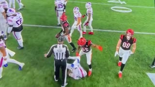 Footage of Buffalo Bills’ Damar Hamlin Collapsing After Taking a Hard Hit