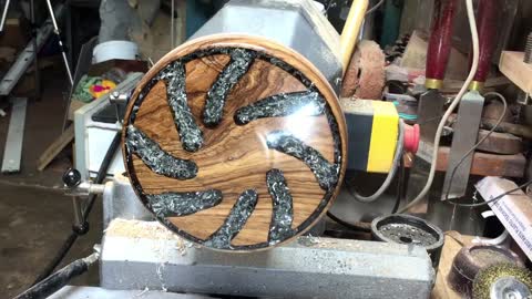 woodturning a pewter shavings dish18