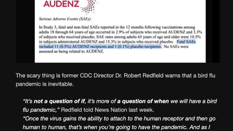 AVIAN/BIRD FLU initial & alleged VAX MORTALITY RATE STATS (July 01)