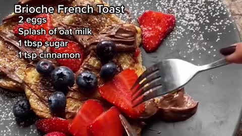 Brioche French Toast 2 eggsSplash of oat milk1 tbsp sugar1 tsp cinnamon
