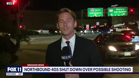 Parts of 405 in Van Nuys shut down after possible freeway shooting