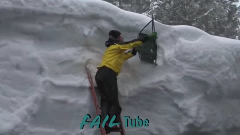 Awesome Roof Snow Removal Tools ! Amazing Snow Sliding Off The Roof