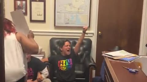 LGBTQ activists stormed Kevin McCarthy’s office at the Capitol today