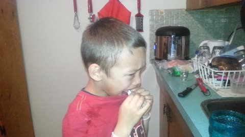 Boy eats a super HOT chili to stay awake!
