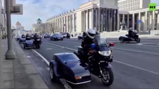 Bashar al-Assad's motorcade through the streets of Moscow he’s meeting with Putin