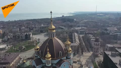 Ukraine War - The main cathedral in Mariupol, filmed on the eve of Easter.