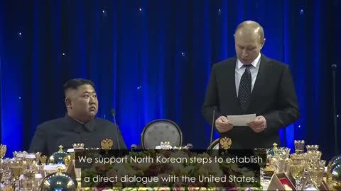 Kim Jong-un gives Vladimir Putin a SWORD at final summit dinner_2