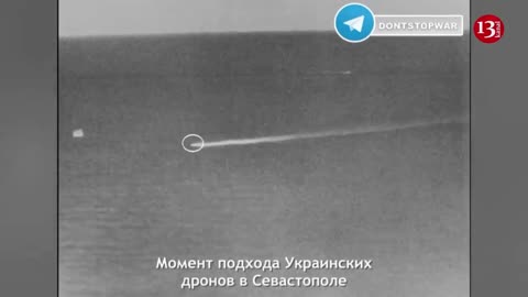 Live footage of Ukrainian drones attacking Russian ships in the Black Sea Courtesy Kanal13