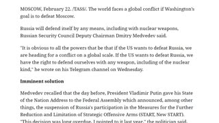 ALERT: Russia Ready to Defend Itself With Any Weapon - Including Nuclear, Long EAM, START Treaty