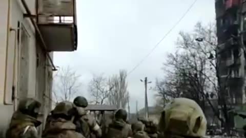 Ukraine War - Mariupol. archival footage of a street fight