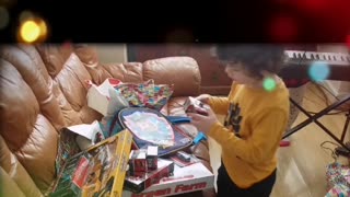 February 2017 Ayrton unwrapping birthday presents at daddy's part 6