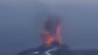 UFO IGNITES A VOLCANO