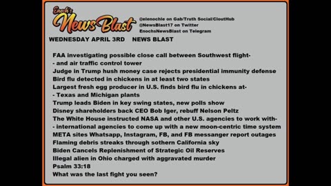 Wednesday, April 3, 2024 News Blast